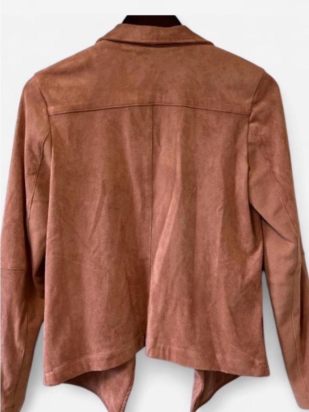 BB Dakota Women's Faux Suede Drape Waterfall Front Jacket Brown Size Small - Picture 3 of 8